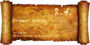 Kremer Anita névjegykártya
